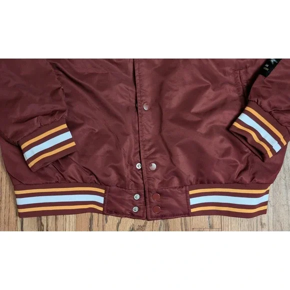 Washington Commanders Bomber Varsity Satin Jacket Mens Medium Full Snap Burgundy - Picture 6 of 16